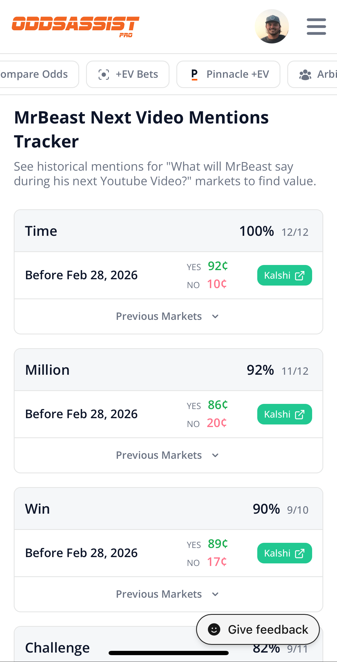 Entertainment Mentions Tracker - Mobile View showing historical mention counts